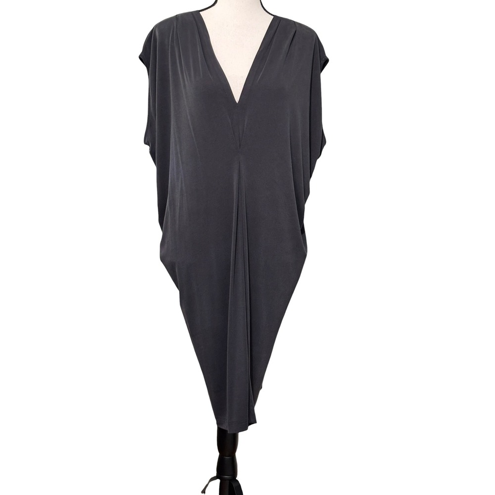 Maeve Charcoal Gray Draped Midi Dress